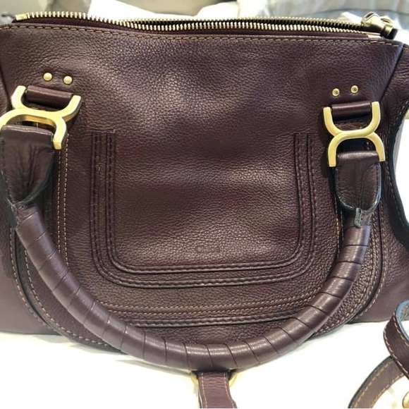 Chloe Marcie handbag. Burgundy. - Picture 2 of 5